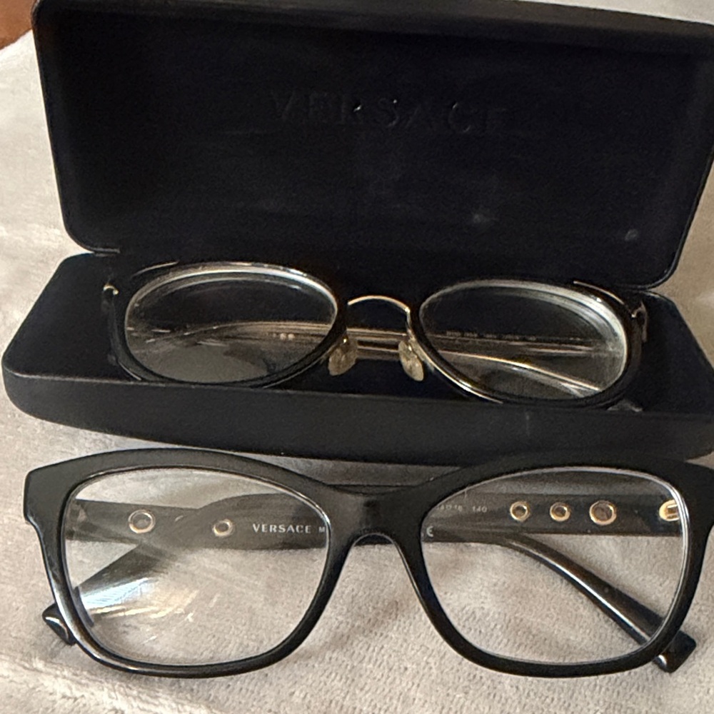 Versace Black and Gold Cat-Eye Optical Glasses